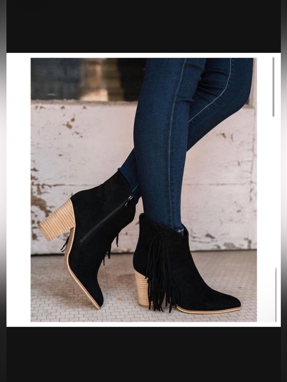 BEAST Jackie Fringe Ankle Boot Black Suede Fringe Booties Size 9 from Buckle